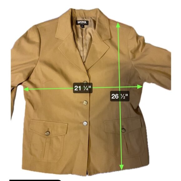 Kasper NWT Tan Brown Buttoned Blazer Sz 14P - Picture 6 of 7